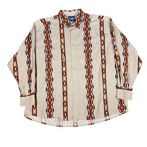 Vintage Wrangler Western Shirt Mens Aztec Geometric Print Long Sleeve XXL/XXXL